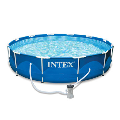 Metal Frame Above Ground Swimming Pool W/Pump, Filter Cartridge(6 Pack)& Cover