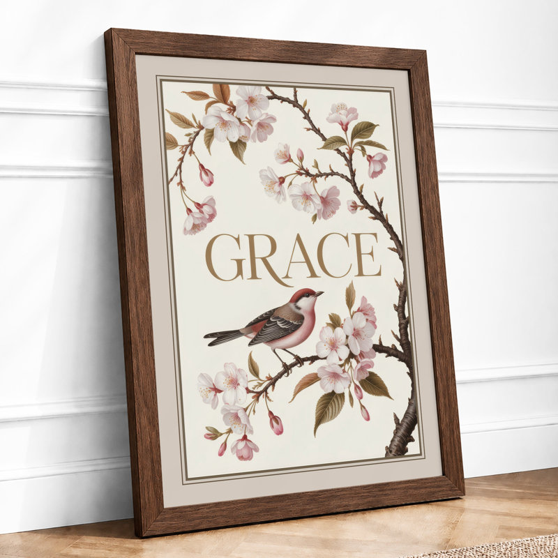 Grace in Bloom Botanical - Framed Print, A3 - 42.0 x 29.7 cm, Walnut