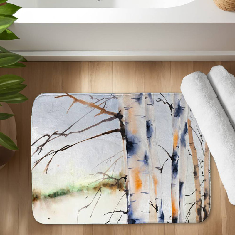 Birchs trunks Bath Mat with Non-Slip Backing - Quick Dry Memory Foam Bathroom Rug - Absorbent - Modern Plush Spa-Style - Machine Washable