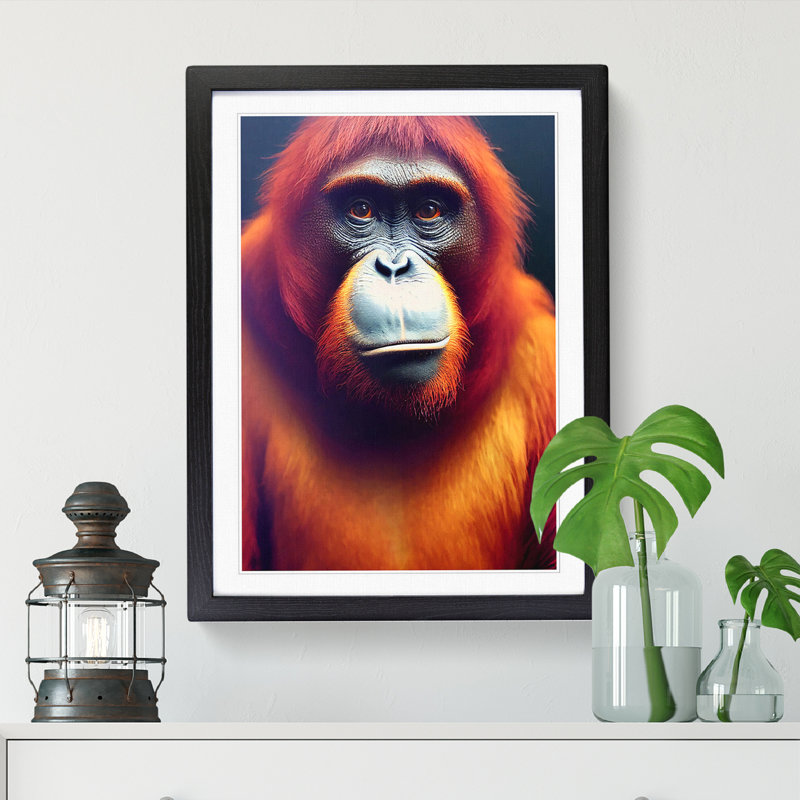 Orangutan Portrait Vol.2 - Picture Frame Print, Black, 34cm H x 25cm W x 2cm D