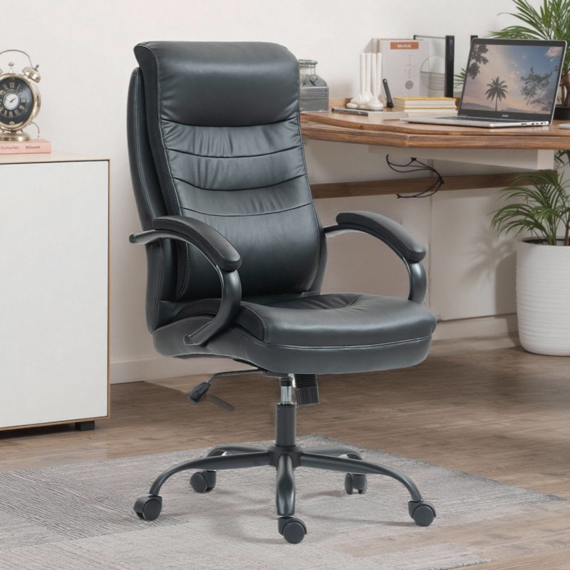 High Back PU Leather Office Chair with Adjustable Height and Lumbar Support