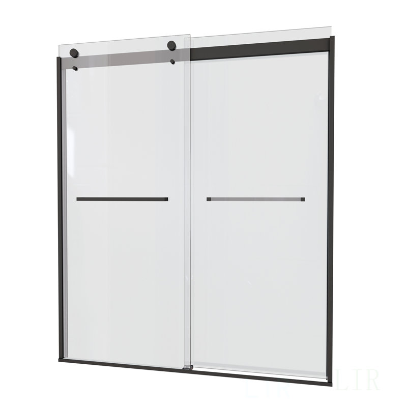 Bypass Shower Door, Sliding Door, With 5/16" Tempered Glass, Shower Door, Matte Black