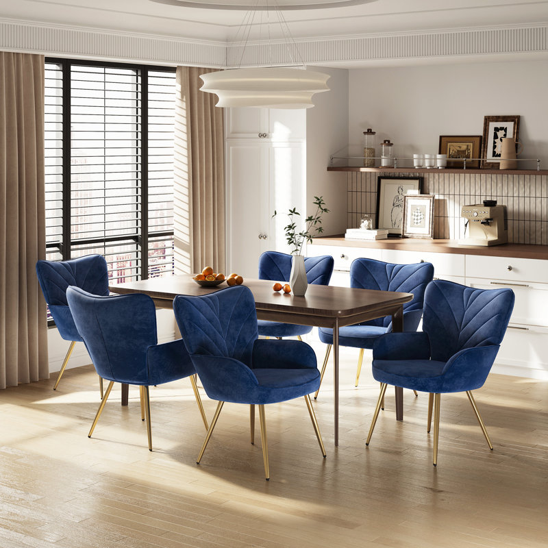 Plush Lambswool-Style Side Chair - Metal Leg Lounge Armchair, Blue