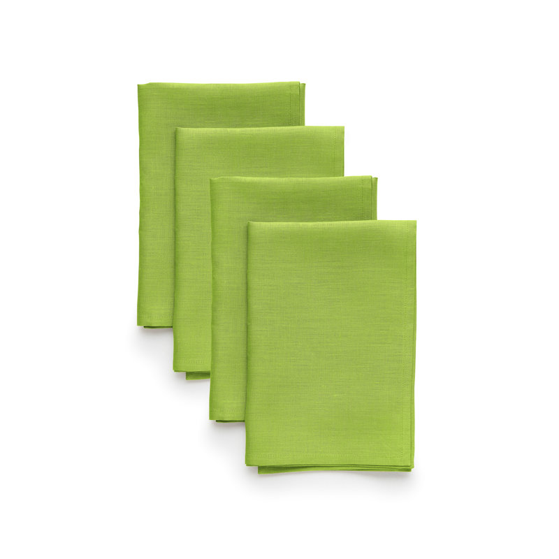 100% Pure Linen Dinner Napkins - Fete, Lime Green