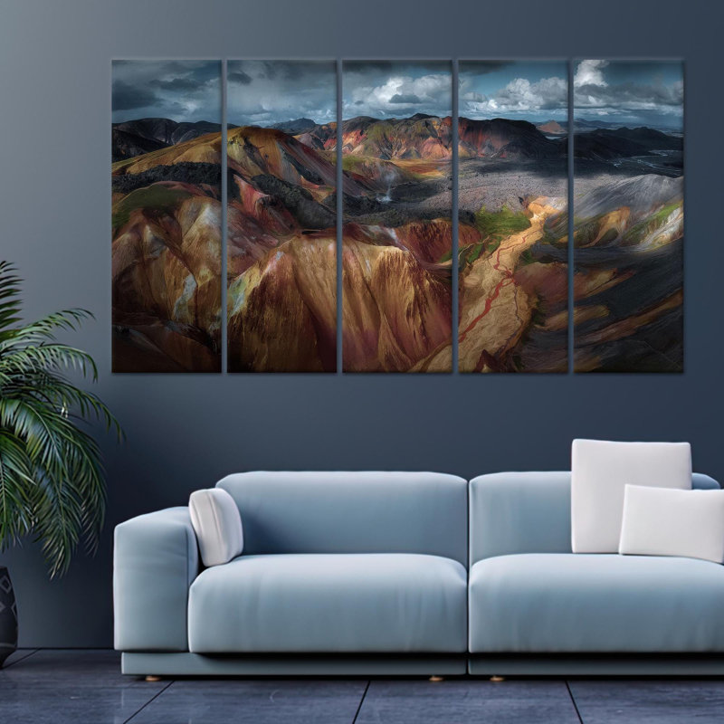 Islande, impression sur toile, paysage moderne, impression sur toile 5P, H: 59,1 po x l: 98,4 po