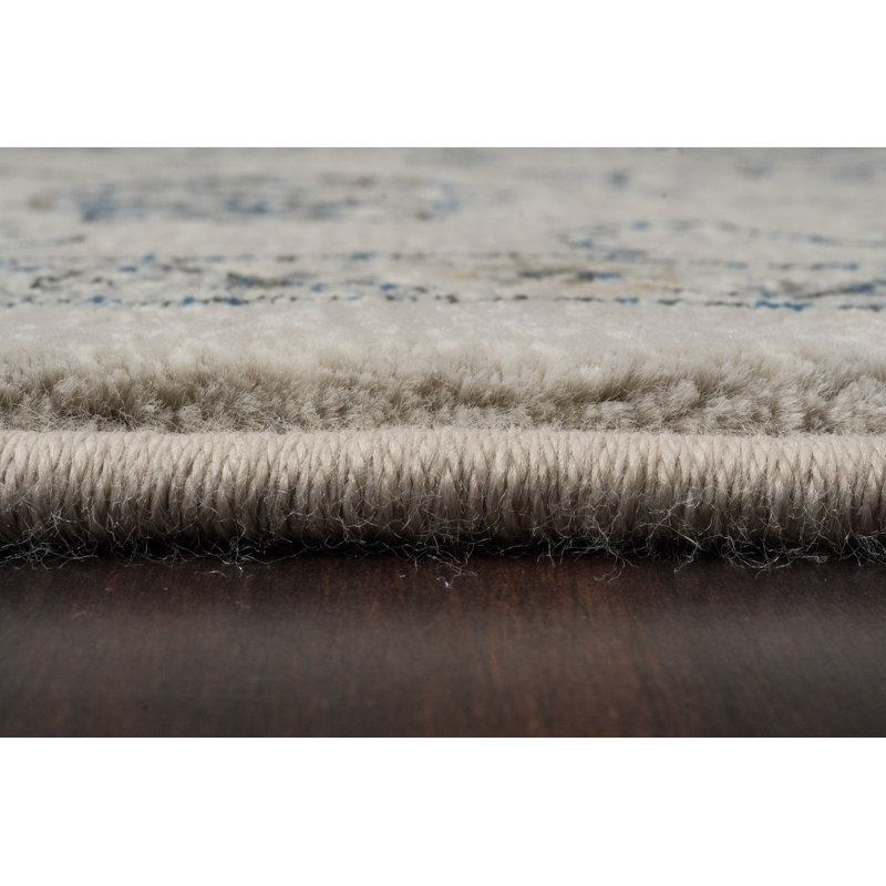 Tapis floral crème / gris, Tapis de couloir 2 pi 2 po x 11 pi