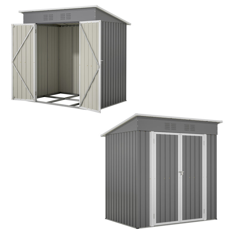 Weather-Resistant Outdoor Metal Storage Shed With Lockable Doors And Floor Frame – Perfect For Garden Tools And Equipment