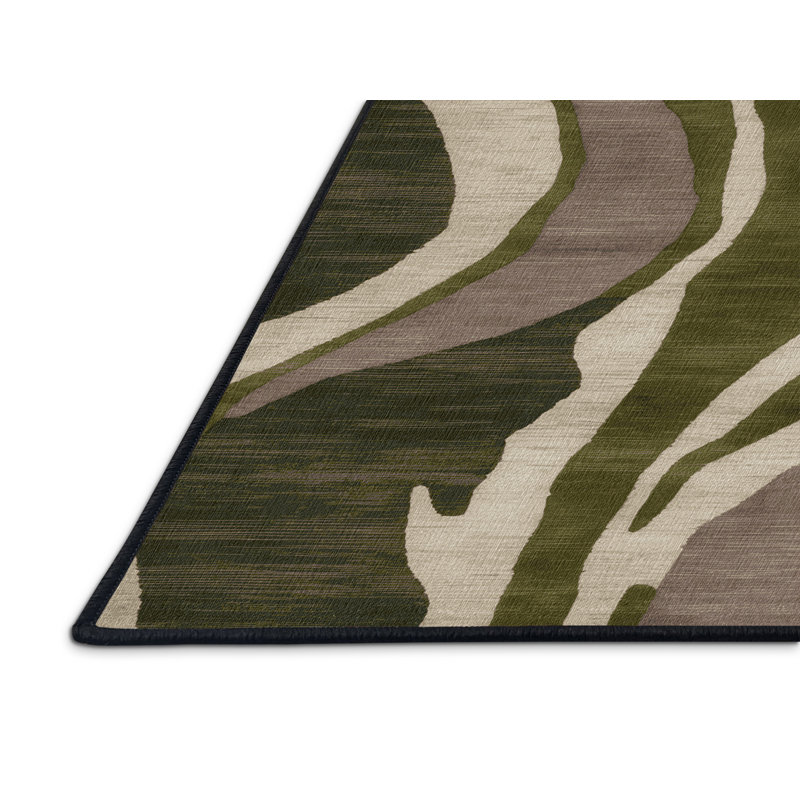 Machine Washable Watercolor Brown Area Rug, Rond 6 pi
