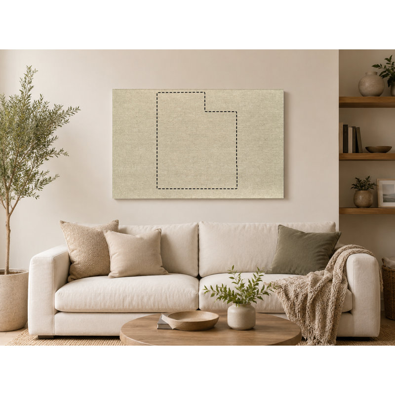 Utah State Outline - Art mural sur toile paysage, H 20 po x l 24 po
