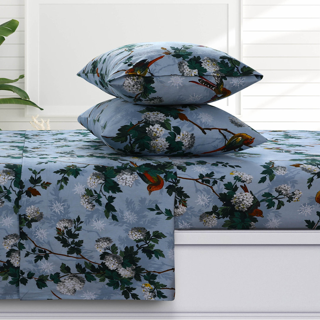 Celina Flannel Floral Sheet Set Azores Home 