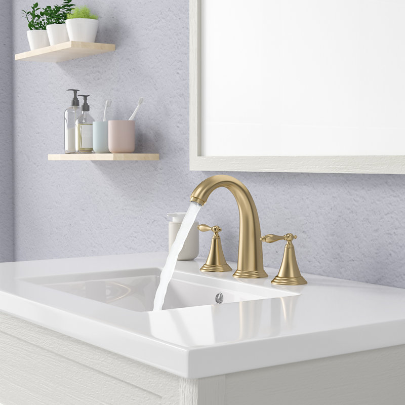 2-handle Bathroom Faucet with Drain Assembly, Gold Brushed