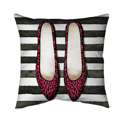 Leopard pink shoes - 18"x18" Throw pillow - Poly twill - Print on demand