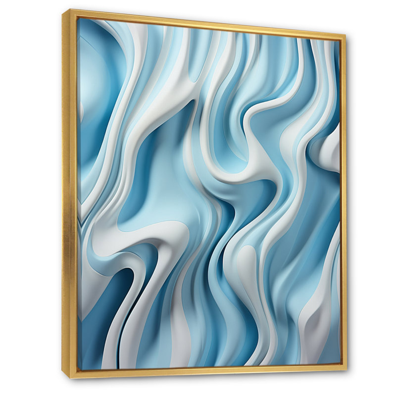 «Op Art Blue Focus I», reproduction sur toile, Cadre flottant doré, H 32 po x l 24 po x P 1 po