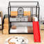 Lit superposé simple au-dessus de simple avec glissade et tablettes de rangement-411825142