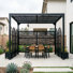 Pergola en métal 9,8 pi x 7,9 pi et 4 boîtes à fleurs roulantes en métal avec roues, pavillon de patio à cadre en acier pour jardin extérieur