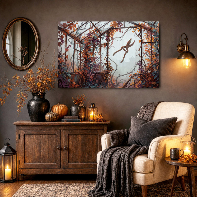 «Autumn Vines in Overgrown Greenhouse», art mural sur toile, H 28 po x l 40 po