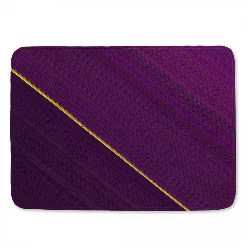 Tapis de bain mauve à lignes diagonales, 34in W x 21in L