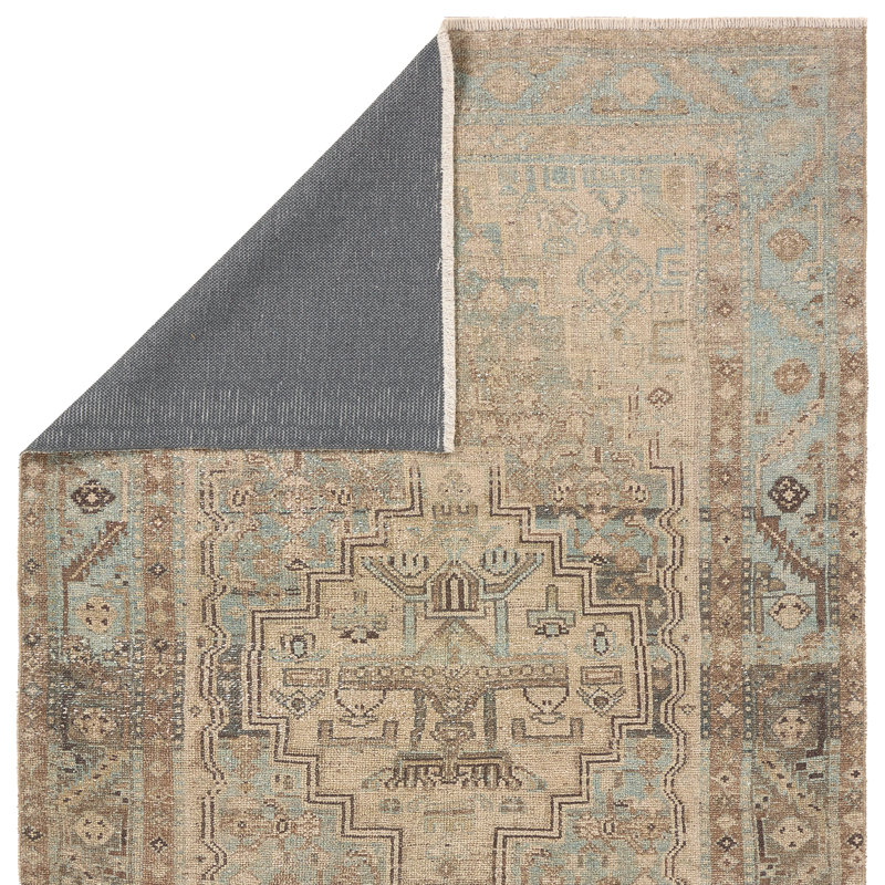 Vibe by Bungalow Rose Achel Medallion Machine Washable Green/Blue Area Rug, Rectangle 5' x 8'