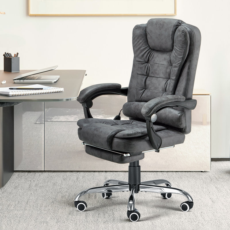 Nola Ergonomic Heated Massage Executive Chair, Gray Faux Leather