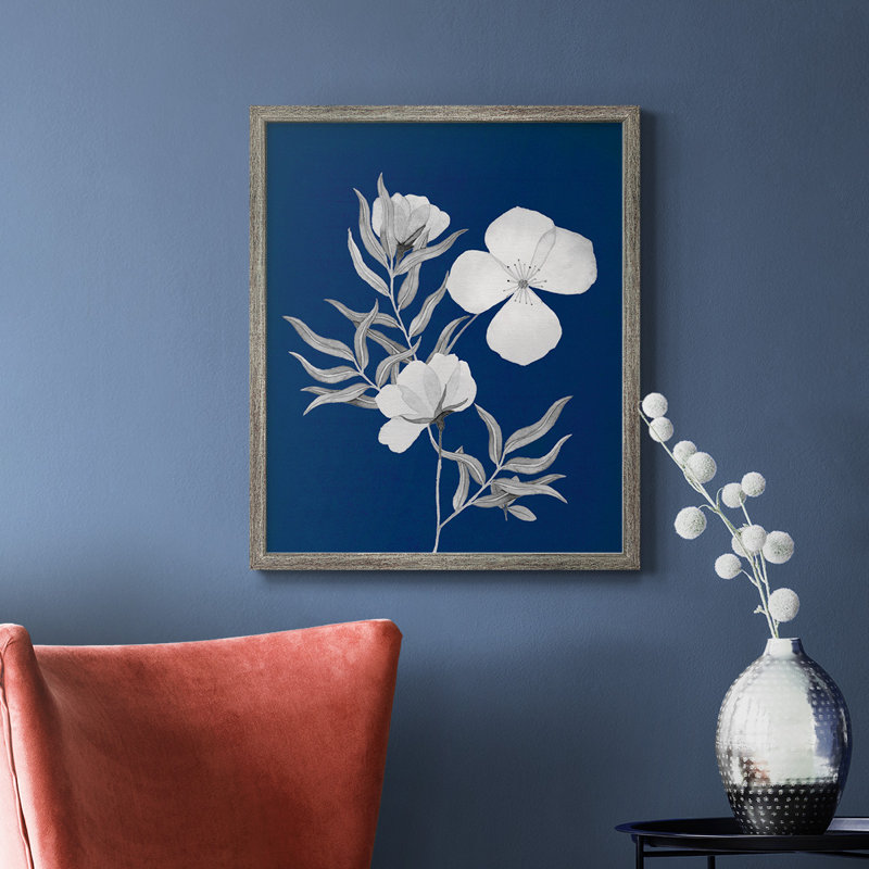 Toile encadrée de qualité supérieure indigo croquis II - prête à être accrochée, Argent patiné, H 24 po x l 20 po