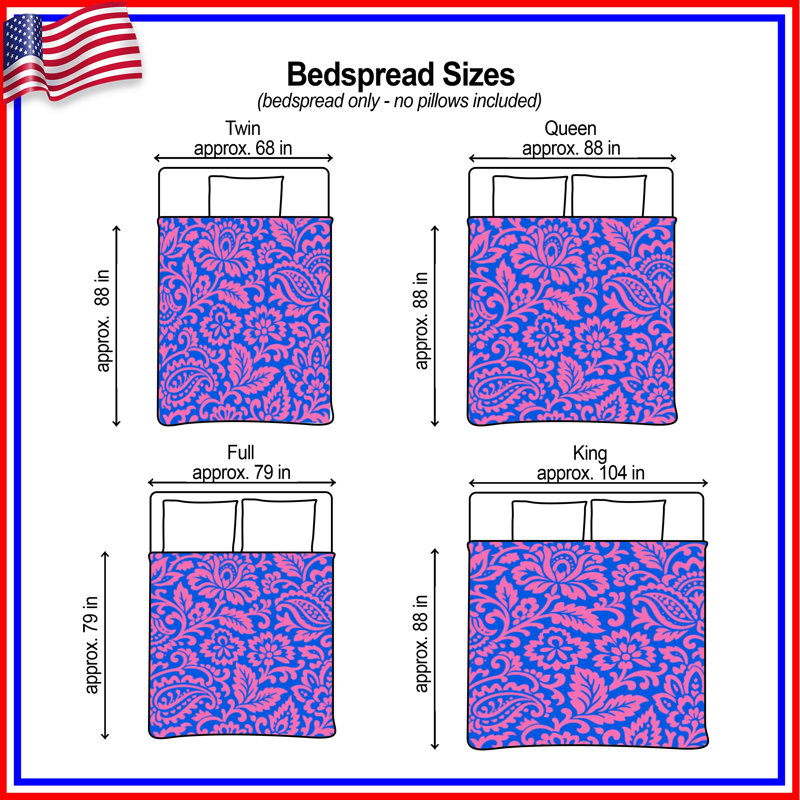 Pink Floral Damask Quilted Thin Bedspread, King