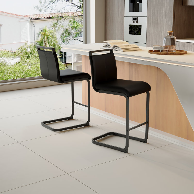 Tabouret de comptoir 25 po Meleigha, Noir, 2