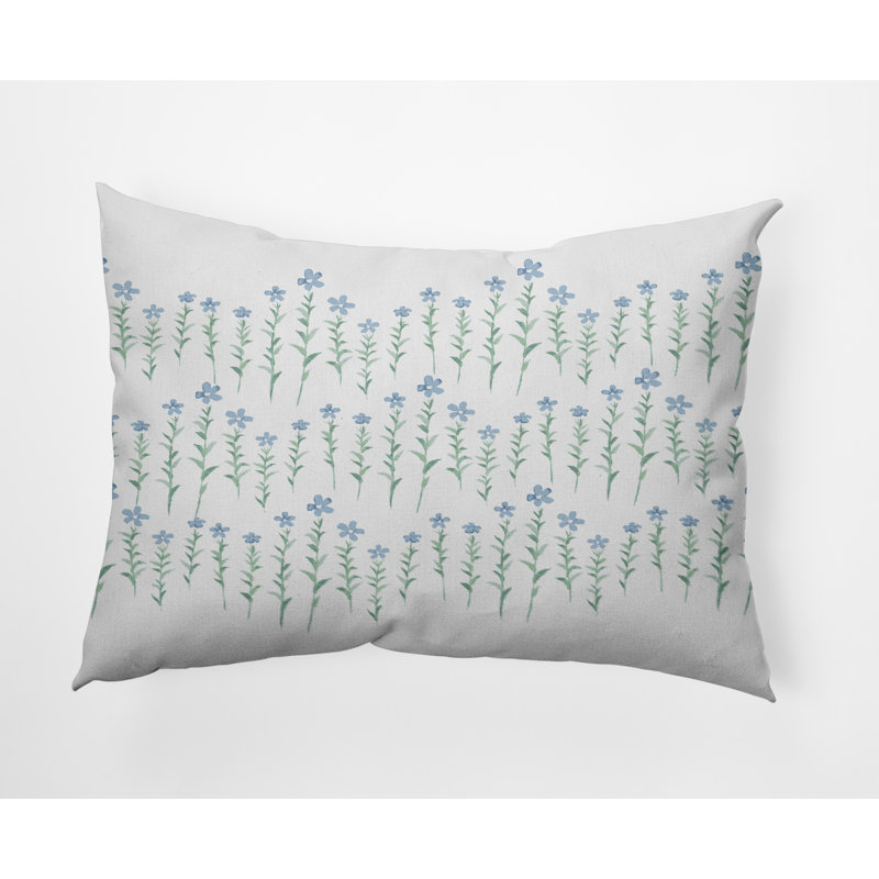 Housse et insert de coussin carré en coton, Bleu, Floral 2