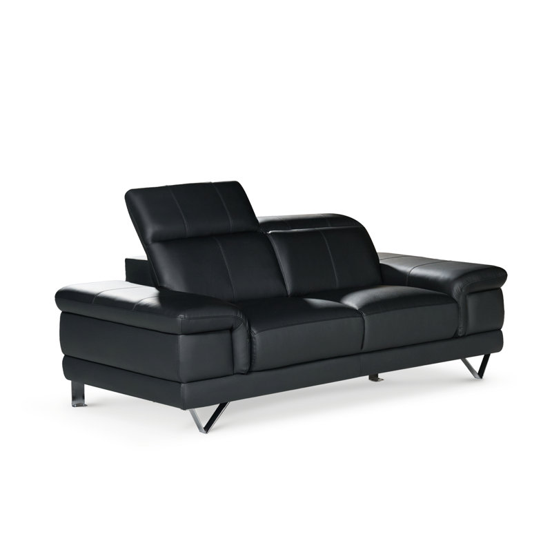 Genuine Leather Sofa, 2, Black
