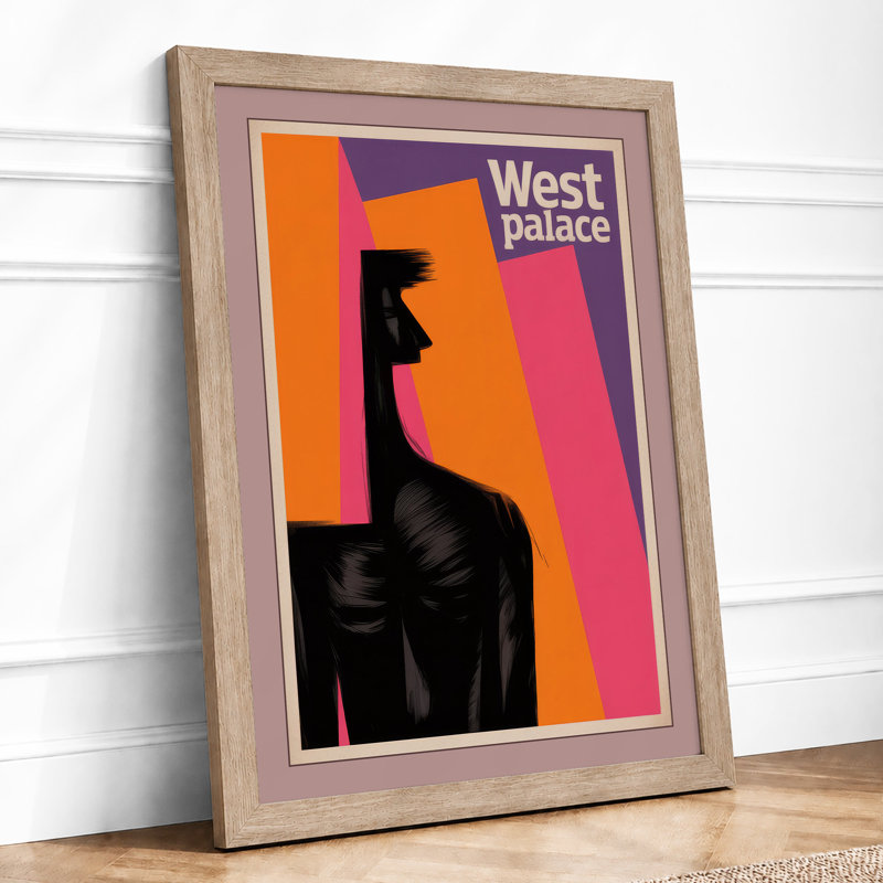 West Palace Giraffe Mid-Century - Framed Print, A3 - 42.0 x 29.7 cm, Oak