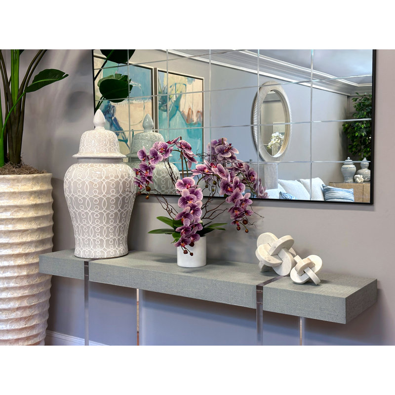 Modern Orchid Arrangement in Round Fiberstone Pot, Purple