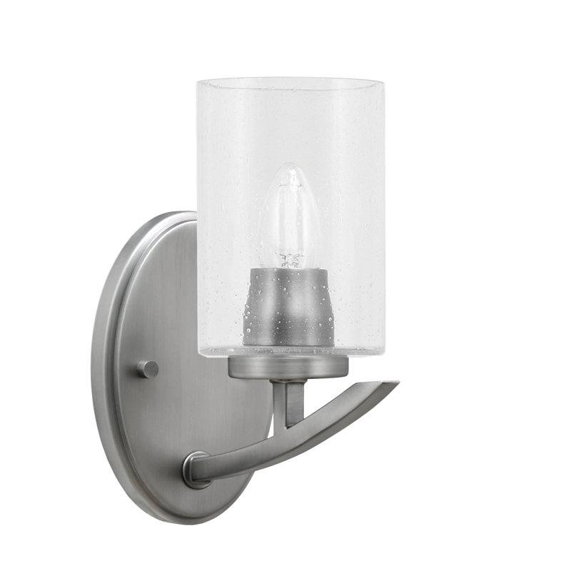 Kurve Wall Sconce With 4" Bubble Glass, Clear, Nickel