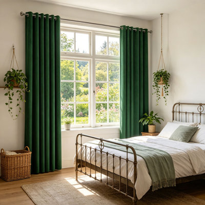  2-Pack Velvet Grommet Curtains, 70%-90% Blackout