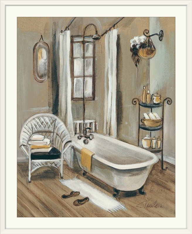 «French Bath II» par Silvia Vassileva, reproduction d'art, Toile tendue, H 14 po x l 11 po, Sans cadre