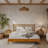 Oliver Solid Wood Rattan Platform Bed with Headboard, Rattan Frame-360424246-359415752