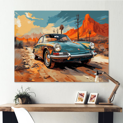 «Vintage European Car In Nevada I», reproduction sur toile