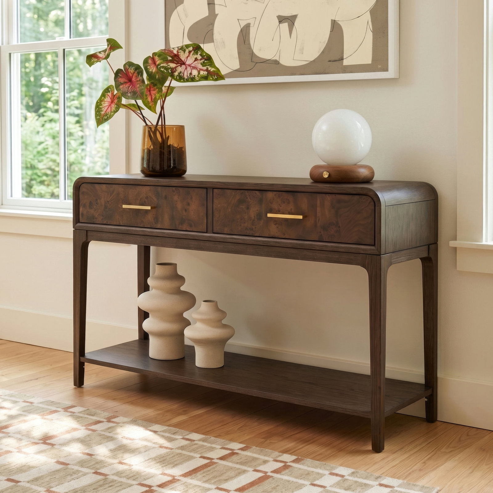 Sixto 54" Console Table, Coffee Oak