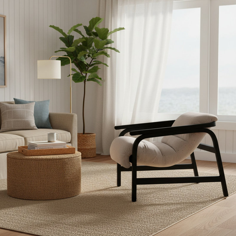 Cellire Chair, Stone Linen, Black