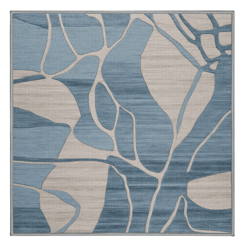 Machine Washable Abstract Gray Area Rug, Square 7'