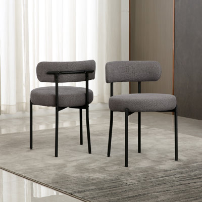 Short Plush Upholstered Metal Dining Chairs