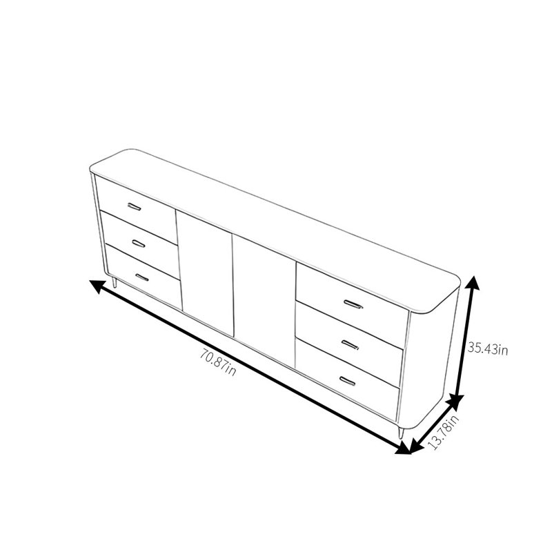 Italian Minimalist Luxury Sideboard, 35.43" H x 70.87" W x 13.78" D, Dark gray