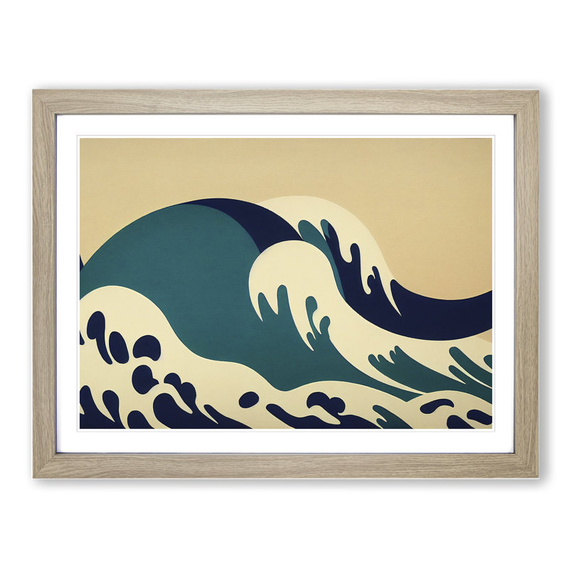 Abstract Japanese Wave Vol.2 - Framed Print, 25cm H x 34cm W x 2cm D, Oak