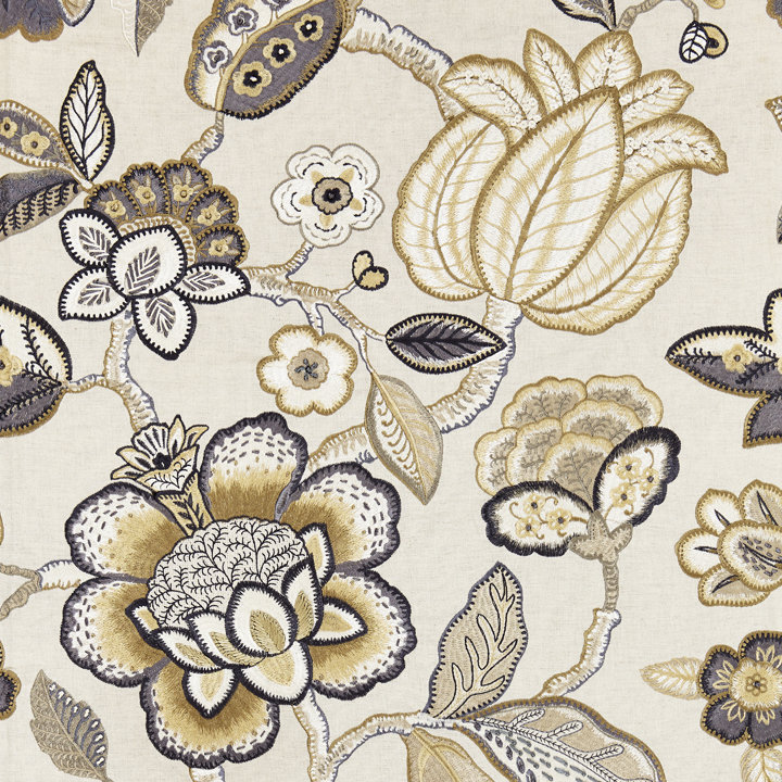 Botanica Coromandel Embroidery Fabric, Flax