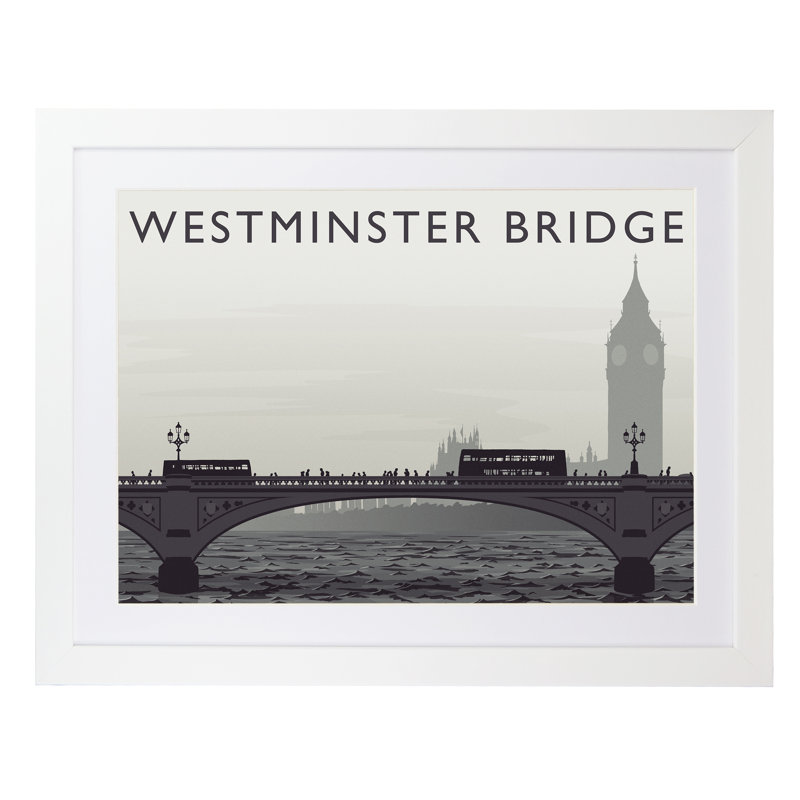 Westminster Bridge - Print, 30cm H x 40cm W x 3cm D, White Framed