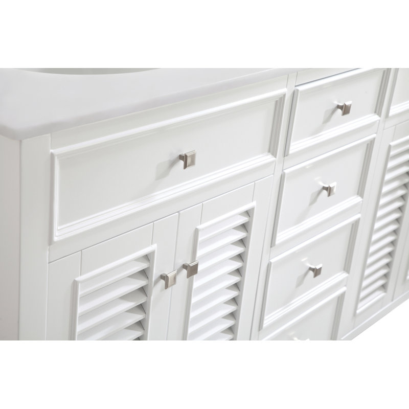 Watkinsville 60'' Double Bathroom Vanity with Top, Antique White, Ivory White