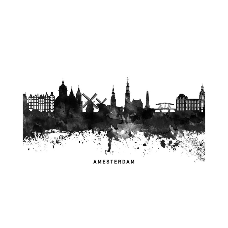 Amsterdam Skyline Black And White - Wrapped Canvas Print, 66.04 cm H x 45.72 cm W