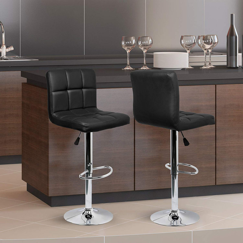 Evererdo Swivel Adjustable Height Bar Stools, Black