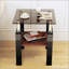 Ensemble de 2 tables à thé modernes en verre trempé, plateau en verre trempé avec panneau de fibres à densité moyenne, table basse et table de bout pour le salon-1108649092-1108649091