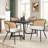 19.3" H PU Leather Fabric Upholstered Modern Dining Chairs With Cane Back and Black Metal Frame-951666008-965343954
