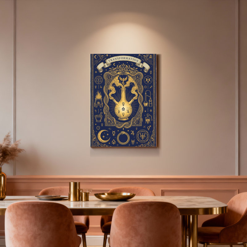 Ensemble de 1 tableau mural sur toile représentant le symbole de l'alchimie de la transformation, H 18 po x l 12 po