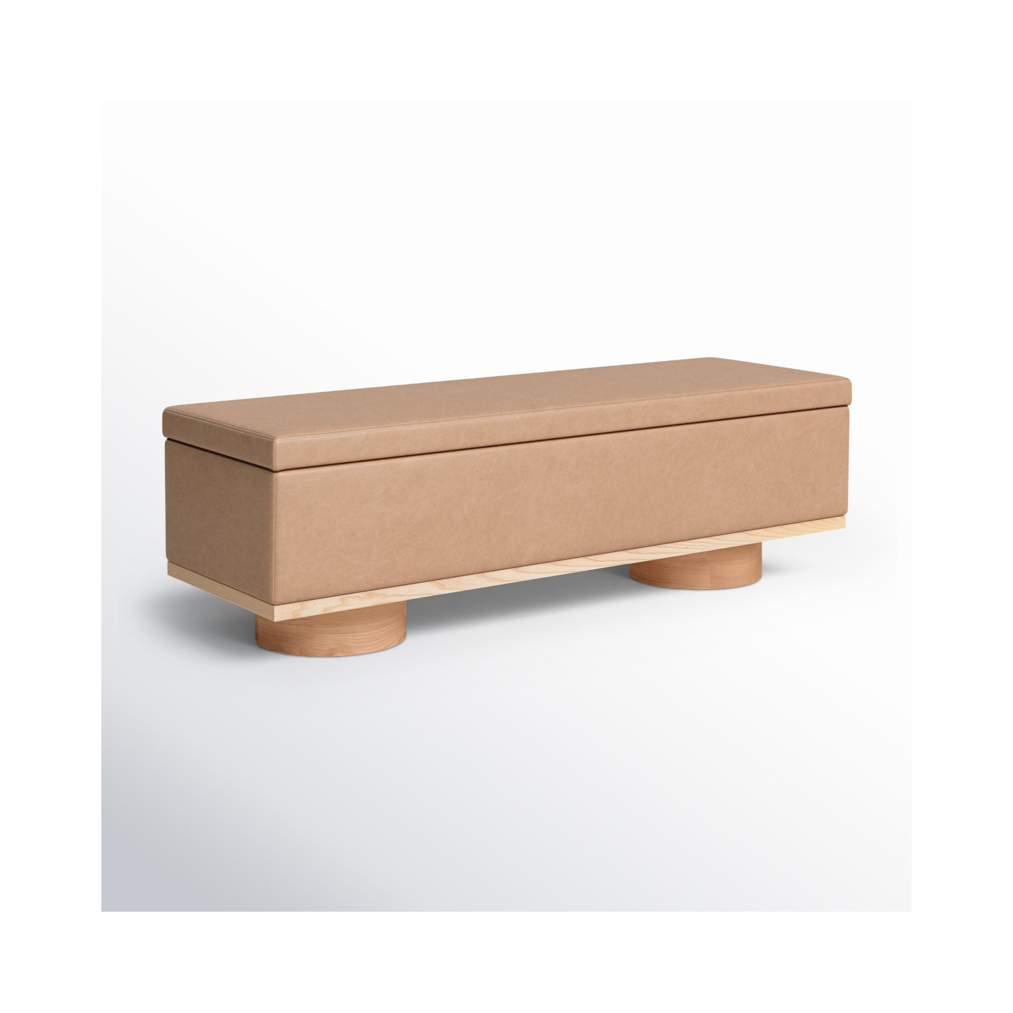 Morje Storage Bench, Natural, Camel Vegan Leather